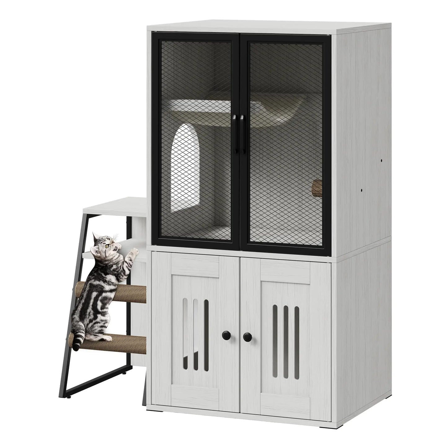Enclosed Cat Litter Box Furniture With Doors Odor Control