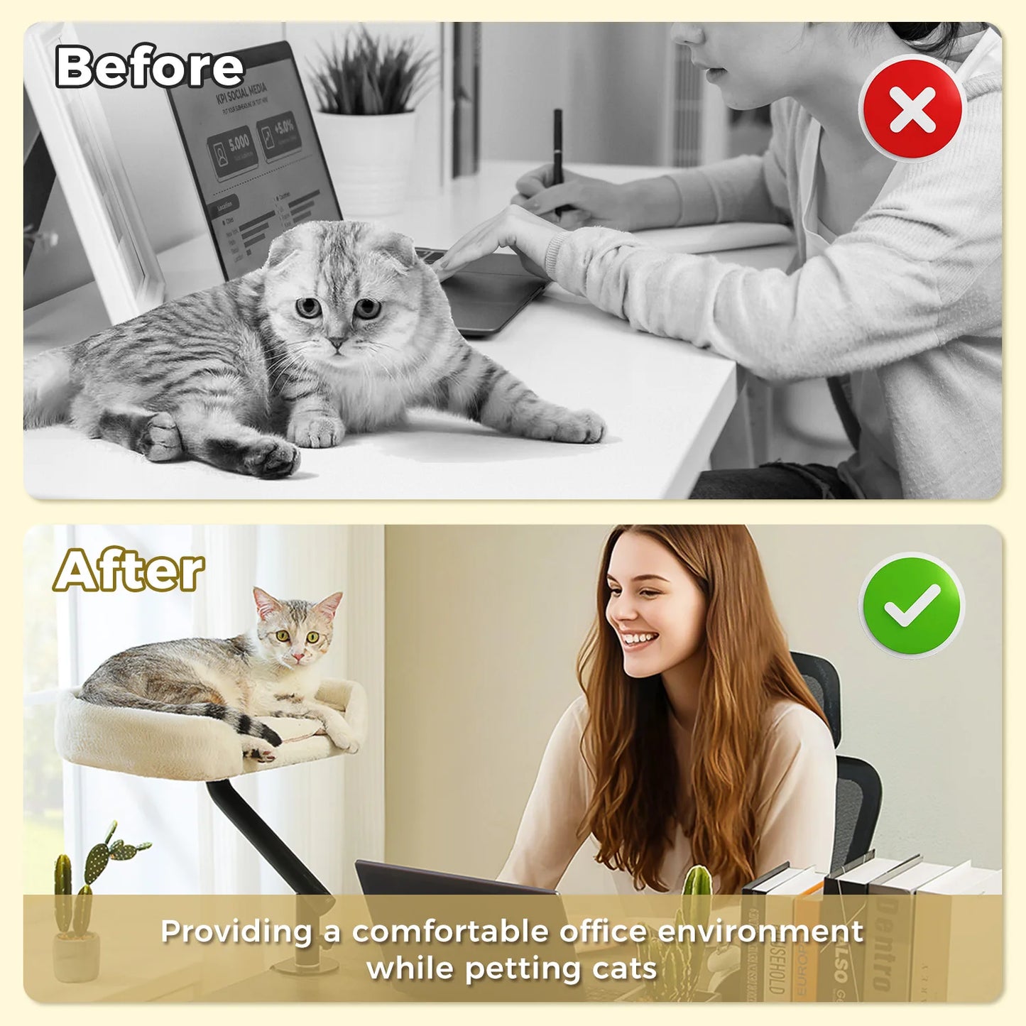 Cat Desk Bed 360 Rotatable Stand For Indoor Cats Hammock
