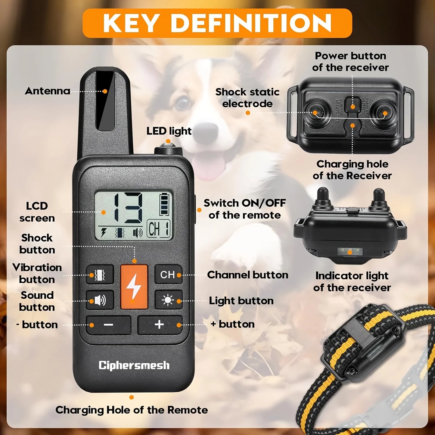 Rechargeable Waterproof Dog Training Collar With Clicker