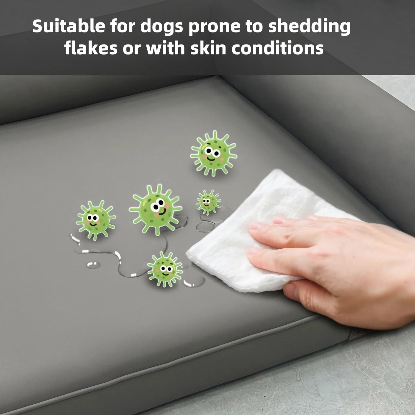 M-2XL All Breed Microfiber Leather Dog Bed With Foam Base