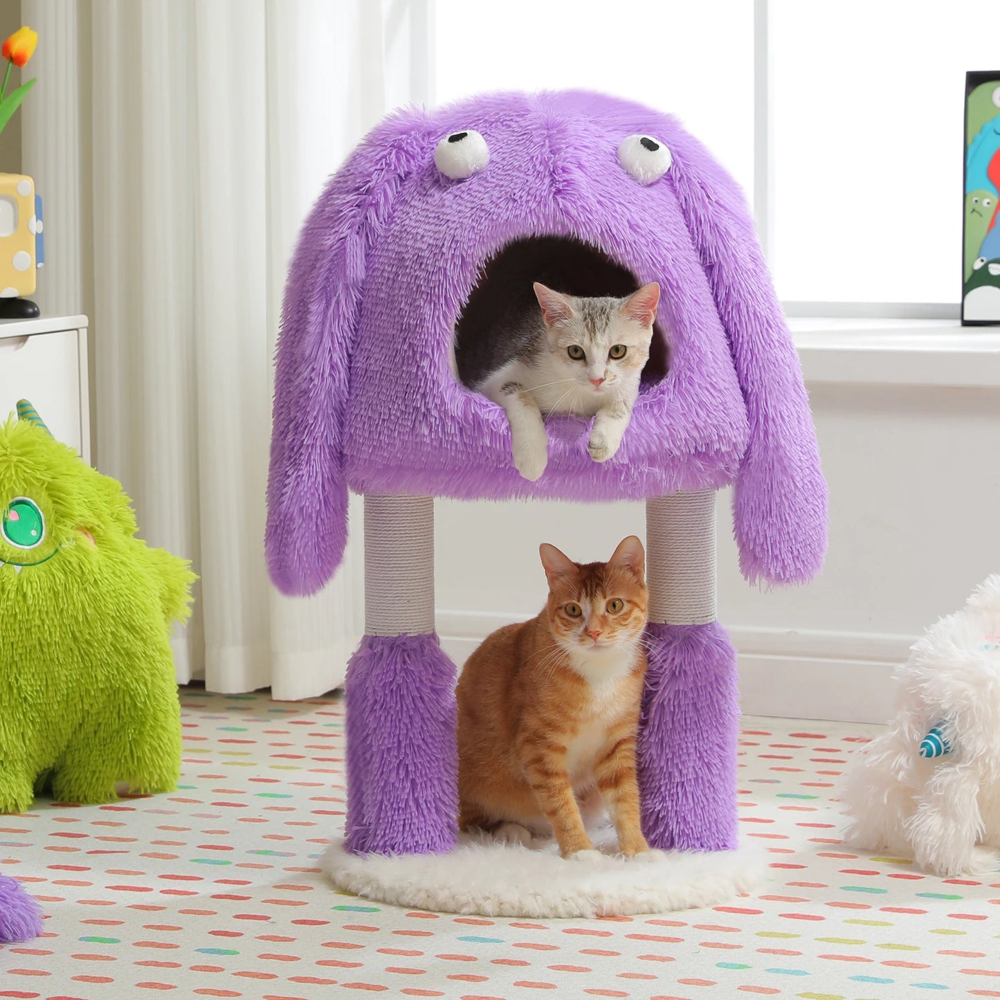 Monster Series Cat Tree Tower with Plush Condo and Funny Ears