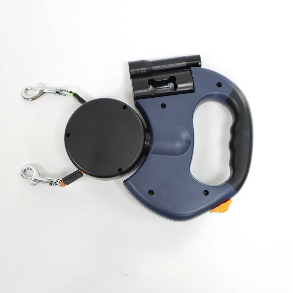Automatic Retractable Two-End Dog Leash with Flashlight