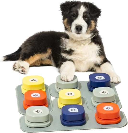 Mewoofun Dog Talking Buttons Set with Rubber Mat for Training