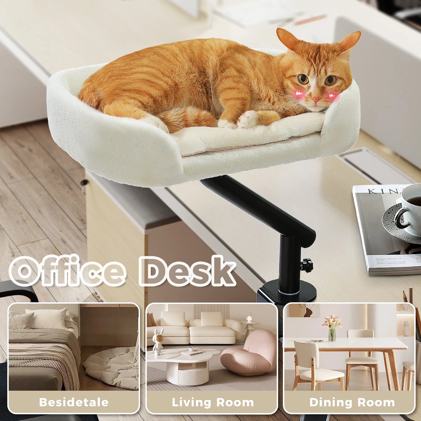 Cat Desk Bed 360 Rotatable Stand For Indoor Cats Hammock
