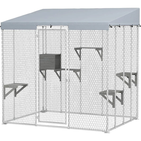 79 Inch Large Catio Outdoor Cat Enclosure With Waterproof Canopy