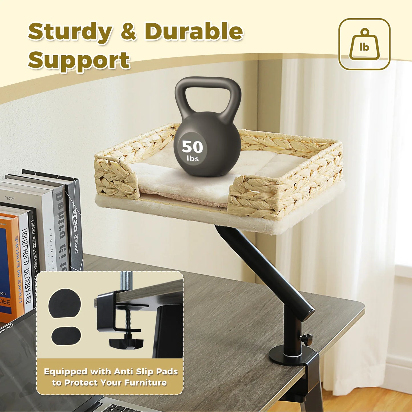 Cat Desk Bed 360 Rotatable Stand For Indoor Cats Hammock