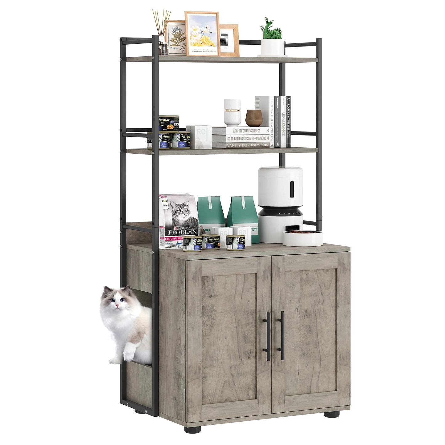 2-In-1 Hidden Cat Litter Box Enclosure With Odor Control