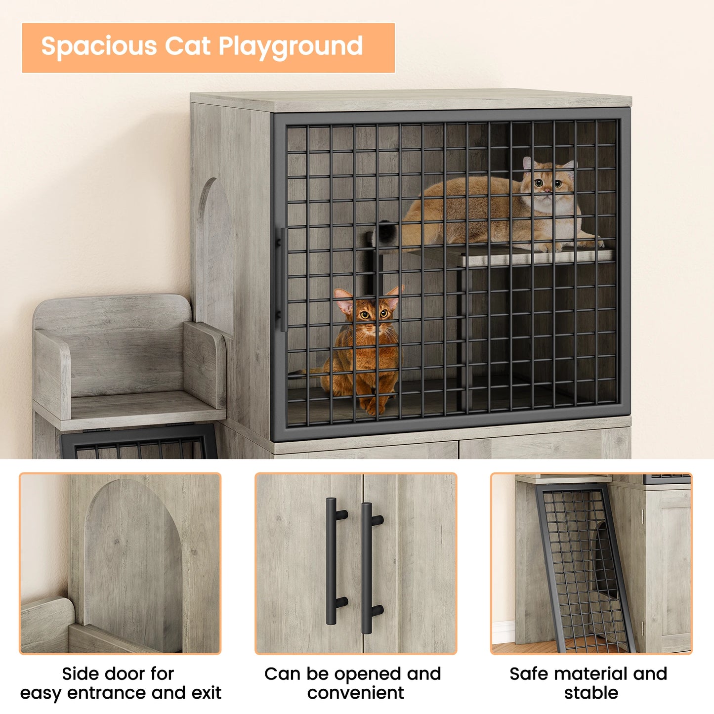 Cat Litter Box Enclosure with Platform, Double Layer Cat Litter Hidden Furniture, Hidden Cat Litter Box Enclosure, Cat Cabinet w