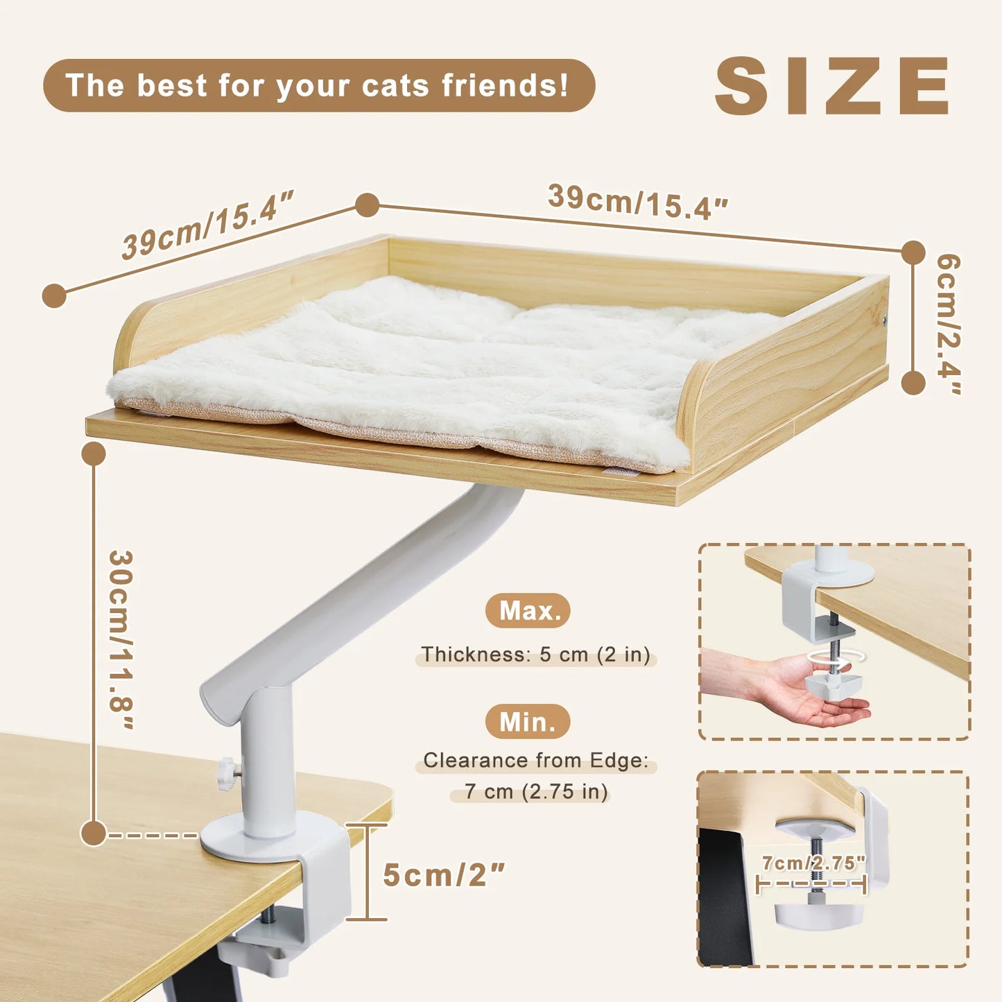 Cat Desk Bed 360 Rotatable Stand For Indoor Cats Hammock