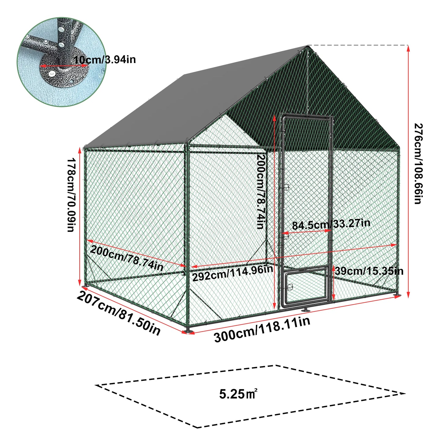 Heavy Duty Metal Chicken Coop with Cover and Nylon Netting