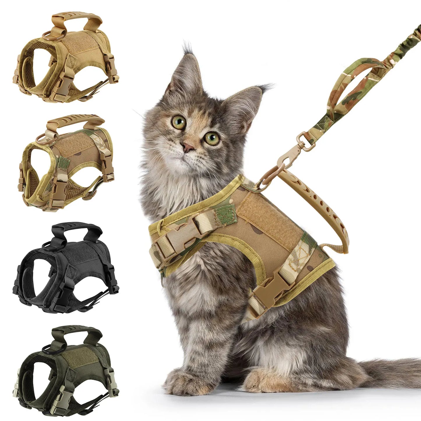 Tactical Cat Harness Leash Set With Handle And 9 Patches