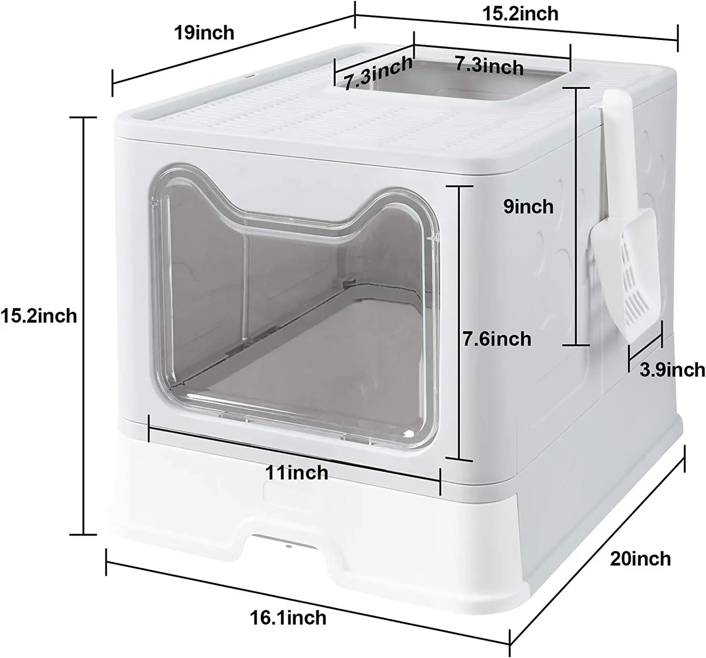 Extra Large Hooded Cat Litter Tray with Scoop and Drawer
