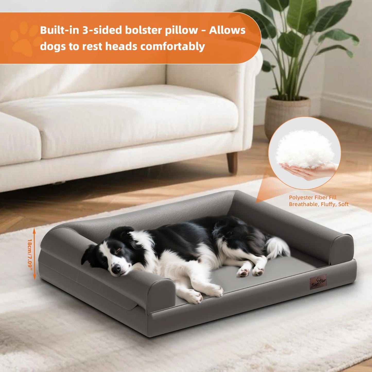 M-2XL All Breed Microfiber Leather Dog Bed With Foam Base