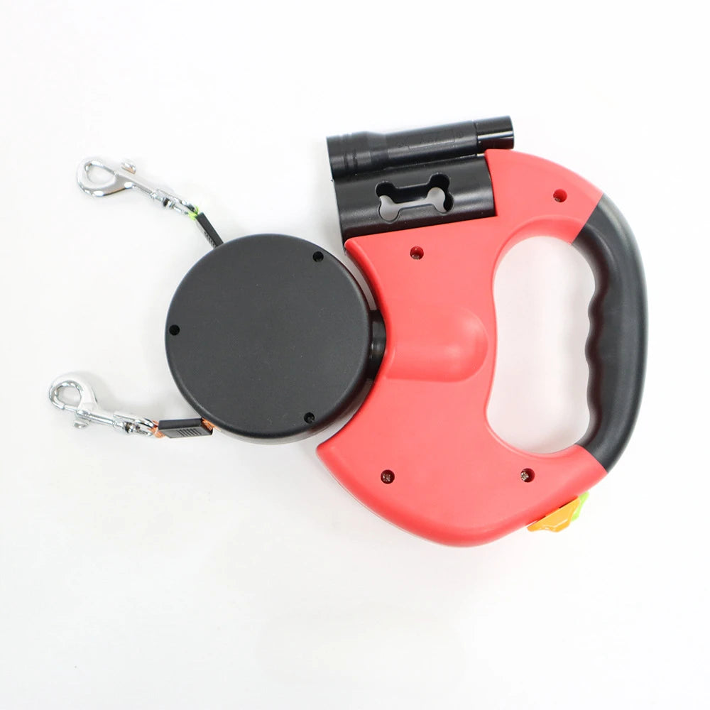 Automatic Retractable Two-End Dog Leash with Flashlight