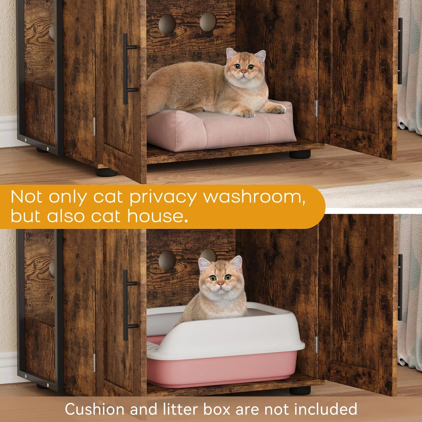 2-In-1 Hidden Cat Litter Box Enclosure With Odor Control