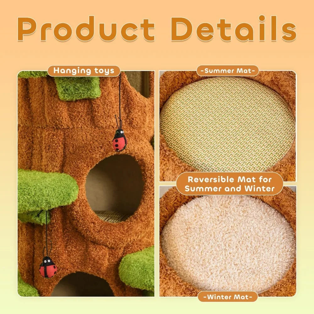 Luxury Cat Tree Tower 90.5 Inch Multi-Level Indoor Condo