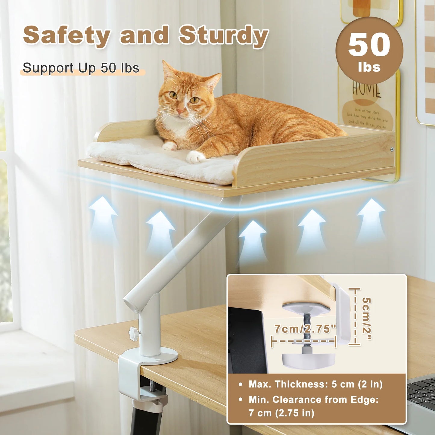 Cat Desk Bed 360 Rotatable Stand For Indoor Cats Hammock