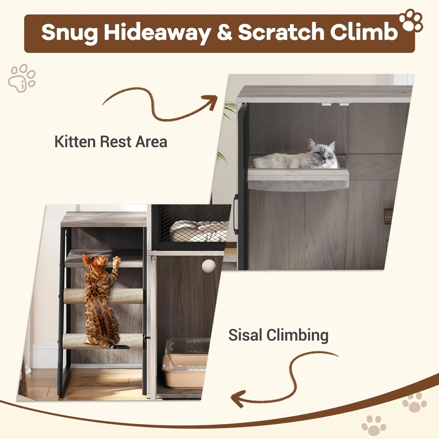 Enclosed Cat Litter Box Furniture With Doors Odor Control