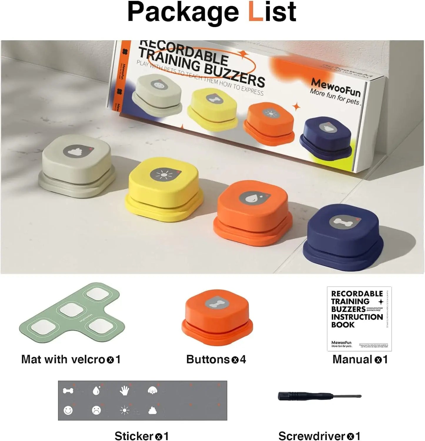 Mewoofun Dog Talking Buttons Set with Rubber Mat for Training